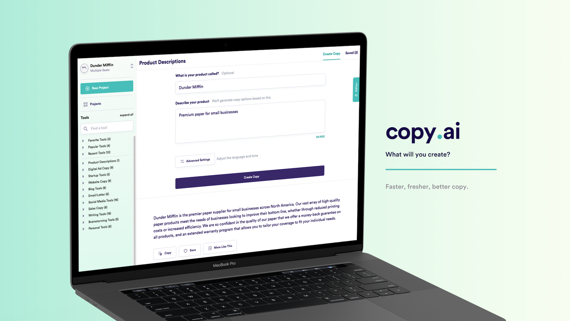 Copy.ai Interface